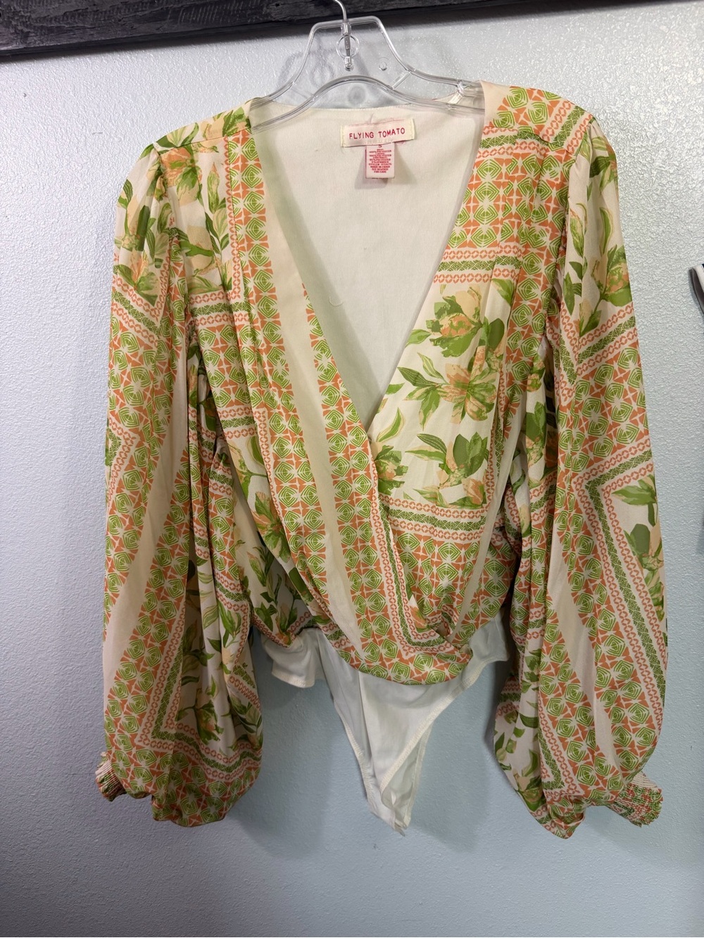 Flying Tomato Sweet Nothings Woven Bodysuit with Balloon Sleeves